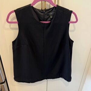 Victoria Beckham for Target Black Sleeveless Crewneck Tank with Fringe Hem